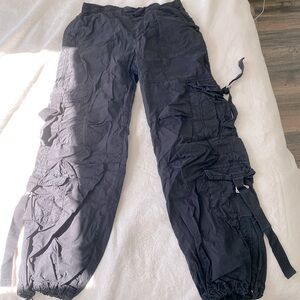 trendy black cargo pants, baggy and comfy, good condition, good material